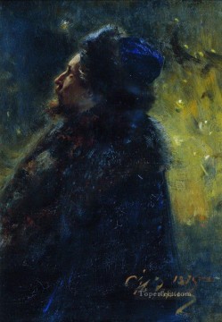  Mikhailovich Pintura al %C3%B3leo - Retrato del pintor Viktor Mikhailovich Vasnetsov estudio para el cuadro Sadko bajo el agua 1875 Ilya Repin